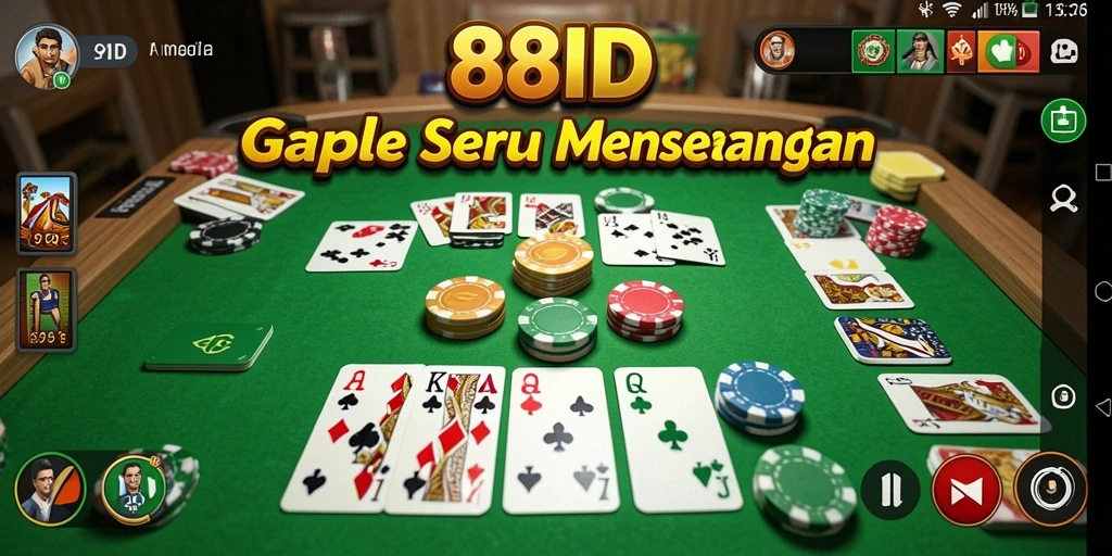 Tampilan gameplay seru Gaple di 88ID dengan banyak pemain aktif.
