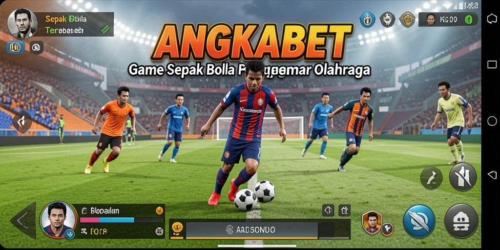 Screenshot gameplay ANGKABET yang menampilkan aksi sepak bola seru.