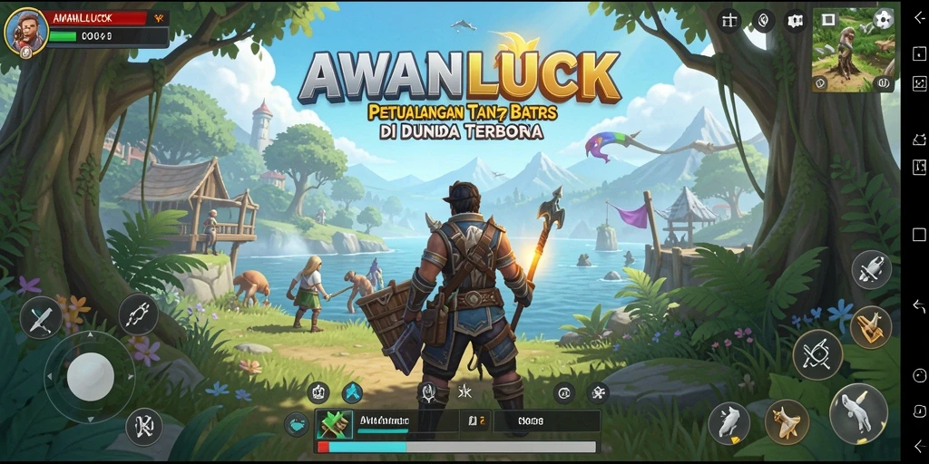 Tampilan gameplay <strong>AWANLUCK</strong> yang menakjubkan saat menjelajahi dunia terbuka.