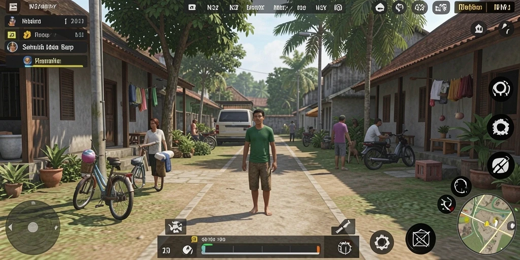 Screenshot gameplay N32 menunjukkan aktivitas simulasi kehidupan yang menarik.