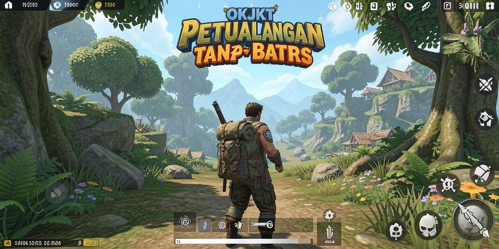Screenshot gameplay OKJKT yang menampilkan dunia terbuka yang luas.