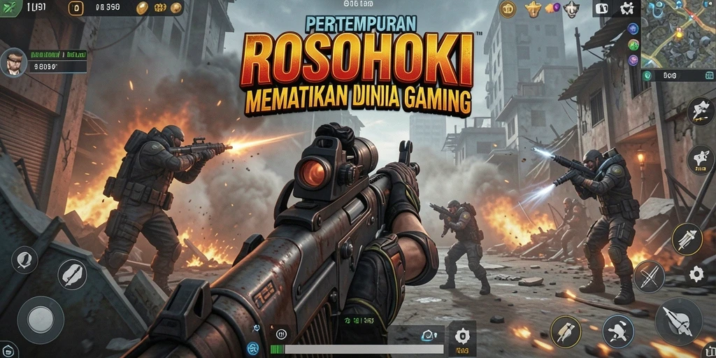 Tampilan gameplay ROSOHOKI dengan pertarungan yang energik dan karakter menarik.