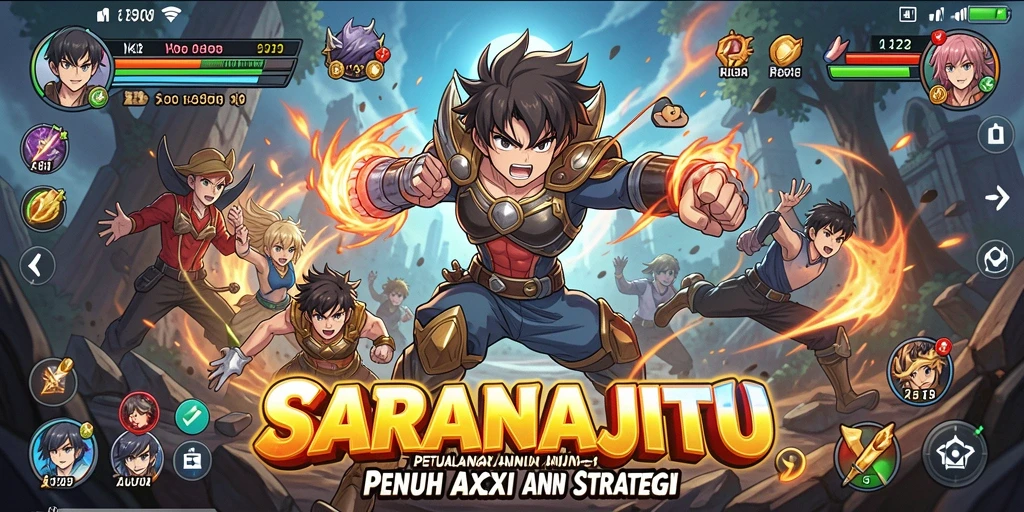 Tampilan gameplay <strong>SARANAJITU</strong> yang penuh warna dan dinamis.