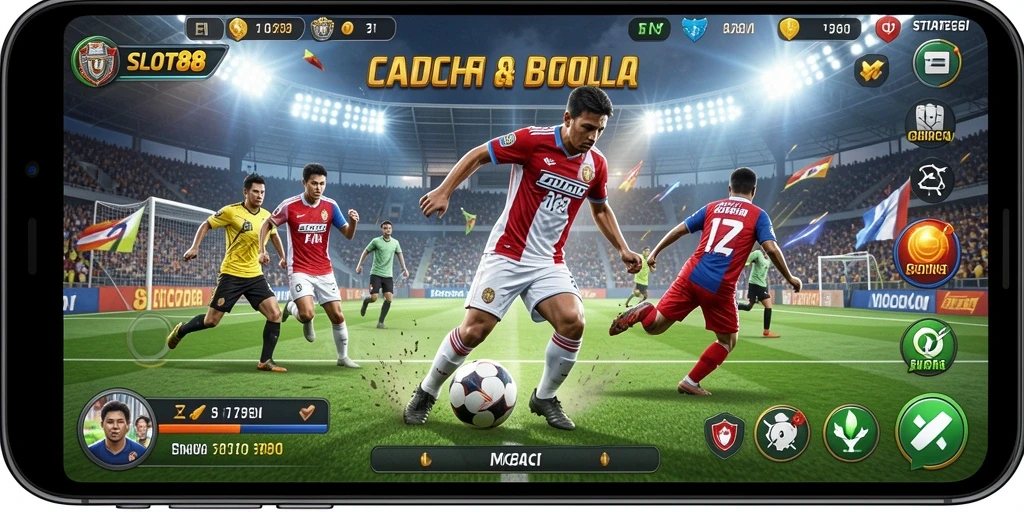 Tangkapan layar SLOT88 menampilkan aksi pertandingan sepak bola yang mendebarkan.