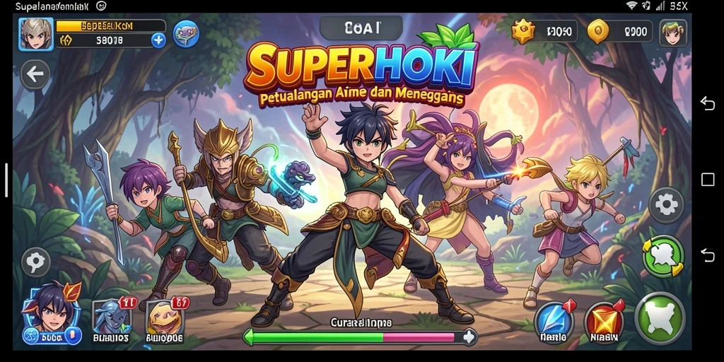 Tangkapan layar gameplay <strong>SUPERHOKI</strong> yang menampilkan aksi karakter Anime yang seru.